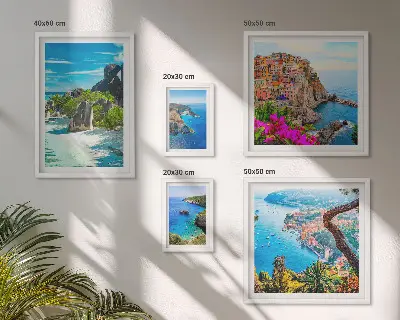 Modernes Wandbilder-Set mit Motiven von Küstenlandschaften