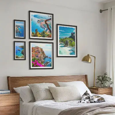 Modernes Wandbilder-Set mit Motiven von Küstenlandschaften