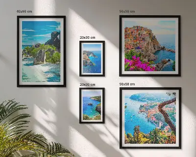 Modernes Wandbilder-Set mit Motiven von Küstenlandschaften