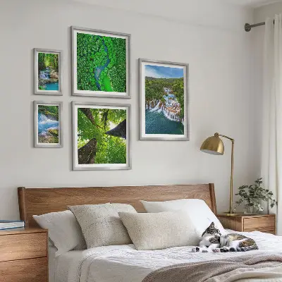 Bildergalerie-Set für die Wand mit Motiven von Wasserfällen und grünen Landschaften