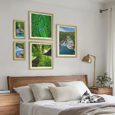 Bildergalerie-Set für die Wand mit Motiven von Wasserfällen und grünen Landschaften