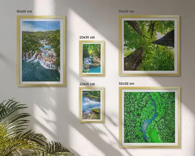 Bildergalerie-Set für die Wand mit Motiven von Wasserfällen und grünen Landschaften