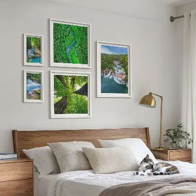 Bildergalerie-Set für die Wand mit Motiven von Wasserfällen und grünen Landschaften
