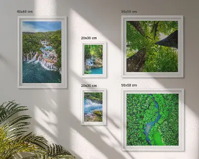 Bildergalerie-Set für die Wand mit Motiven von Wasserfällen und grünen Landschaften
