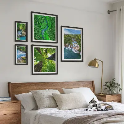 Bildergalerie-Set für die Wand mit Motiven von Wasserfällen und grünen Landschaften