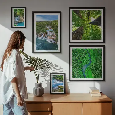 Bildergalerie-Set für die Wand mit Motiven von Wasserfällen und grünen Landschaften