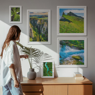 Modernes wandbilder-set Landschaften Berge Flüsse Wälder