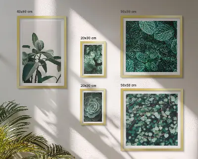 Bildergalerie-Set für die Wand mit Pflanzenmotiven und grünen Blättern