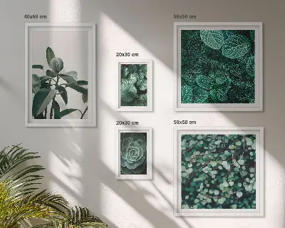 Bildergalerie-Set für die Wand mit Pflanzenmotiven und grünen Blättern