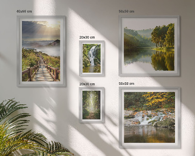 Modernes wandbilder-set Naturlandschaften, Wasserfälle, Waldwege