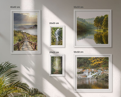 Modernes wandbilder-set Naturlandschaften, Wasserfälle, Waldwege
