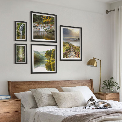 Modernes wandbilder-set Naturlandschaften, Wasserfälle, Waldwege