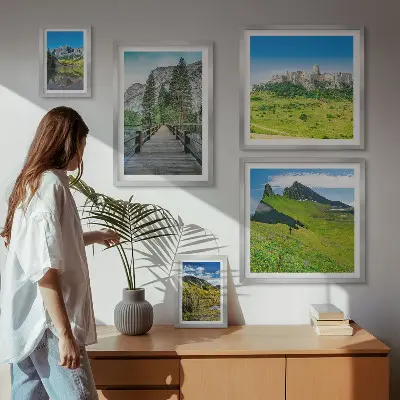 Bilderset fürs Sofa mit Berglandschaften und Wasserfällen