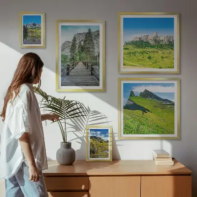 Bilderset fürs Sofa mit Berglandschaften und Wasserfällen