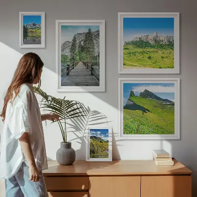 Bilderset fürs Sofa mit Berglandschaften und Wasserfällen