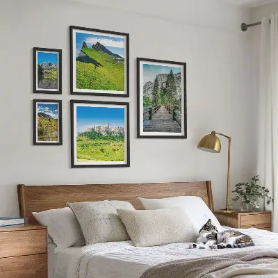 Bilderset fürs Sofa mit Berglandschaften und Wasserfällen