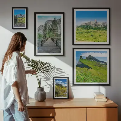 Bilderset fürs Sofa mit Berglandschaften und Wasserfällen