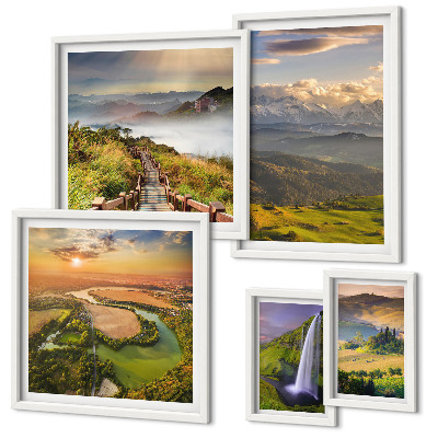 Bildergalerie-set für die wand Berglandschaften, Wasserfälle