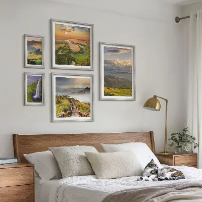 Wandbildergalerie-Set mit Berglandschaften und Wasserfällen