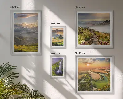 Wandbildergalerie-Set mit Berglandschaften und Wasserfällen