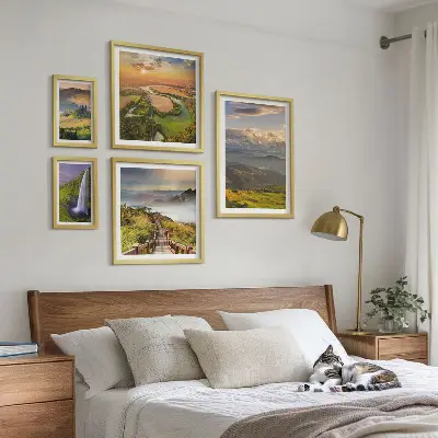 Wandbildergalerie-Set mit Berglandschaften und Wasserfällen