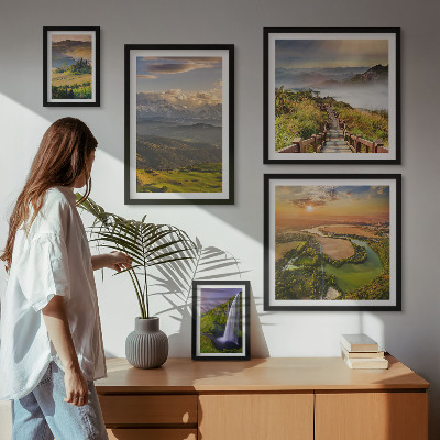 Bildergalerie-set für die wand Berglandschaften, Wasserfälle