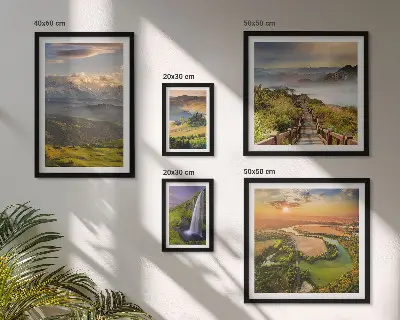 Wandbildergalerie-Set mit Berglandschaften und Wasserfällen