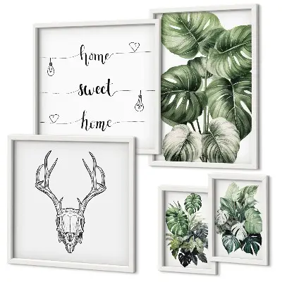 Modernes Wandbilder-Set mit Pflanzenmotiven und Naturbezug