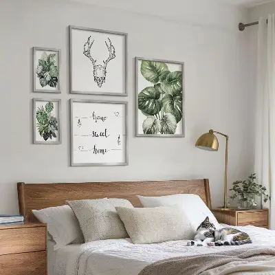 Modernes Wandbilder-Set mit Pflanzenmotiven und Naturbezug