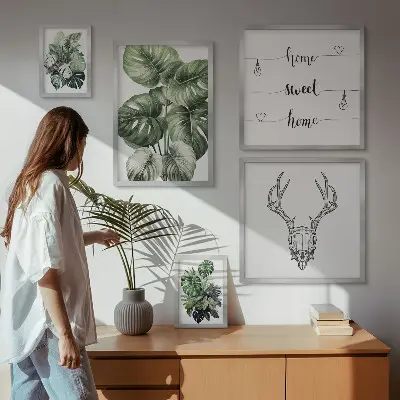 Modernes Wandbilder-Set mit Pflanzenmotiven und Naturbezug