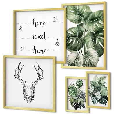 Modernes Wandbilder-Set mit Pflanzenmotiven und Naturbezug
