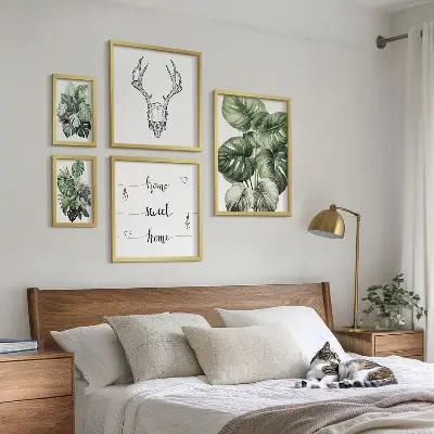 Modernes Wandbilder-Set mit Pflanzenmotiven und Naturbezug
