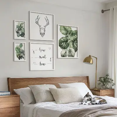 Modernes Wandbilder-Set mit Pflanzenmotiven und Naturbezug