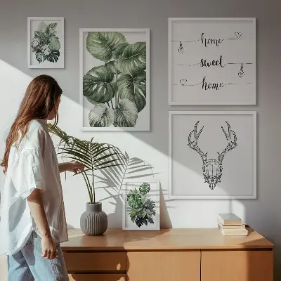 Modernes Wandbilder-Set mit Pflanzenmotiven und Naturbezug