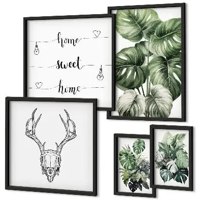Modernes Wandbilder-Set mit Pflanzenmotiven und Naturbezug