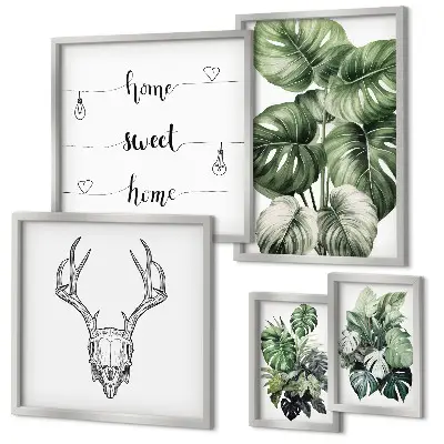 Modernes Wandbilder-Set mit Pflanzenmotiven und Naturbezug