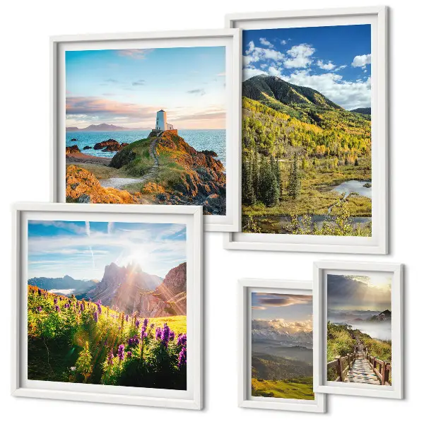 Bildergalerie-Set für die Wand mit Berglandschaften und Naturmotiven