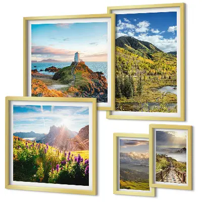 Bildergalerie-Set für die Wand mit Berglandschaften und Naturmotiven