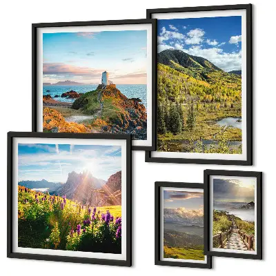 Bildergalerie-Set für die Wand mit Berglandschaften und Naturmotiven