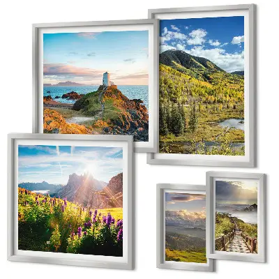 Bildergalerie-Set für die Wand mit Berglandschaften und Naturmotiven