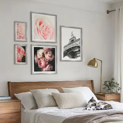 Bildergalerie-Set für die Wand mit Rosen, Eiffelturm und romantischen Motiven