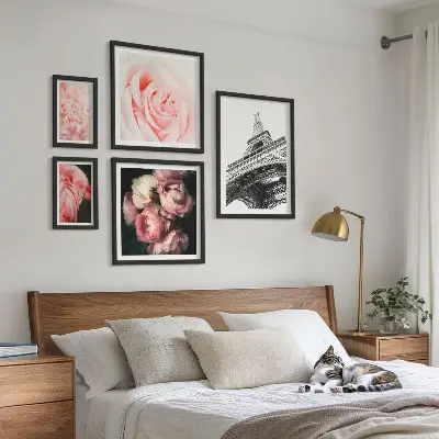 Bildergalerie-Set für die Wand mit Rosen, Eiffelturm und romantischen Motiven