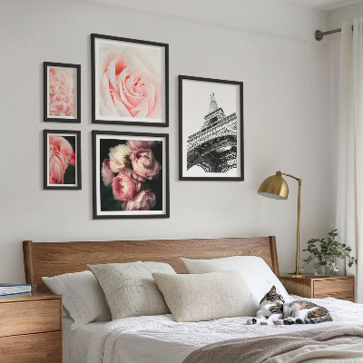 Bildergalerie-set für die wand Rosen, Eiffelturm, Romantik