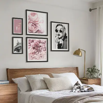 Bilderset mit Rosenblüten stilvolle Porträts für das Sofa