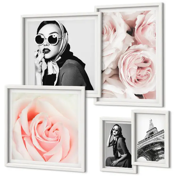 Bildergalerie-Set für die Wand mit stilvollen Rosenporträts