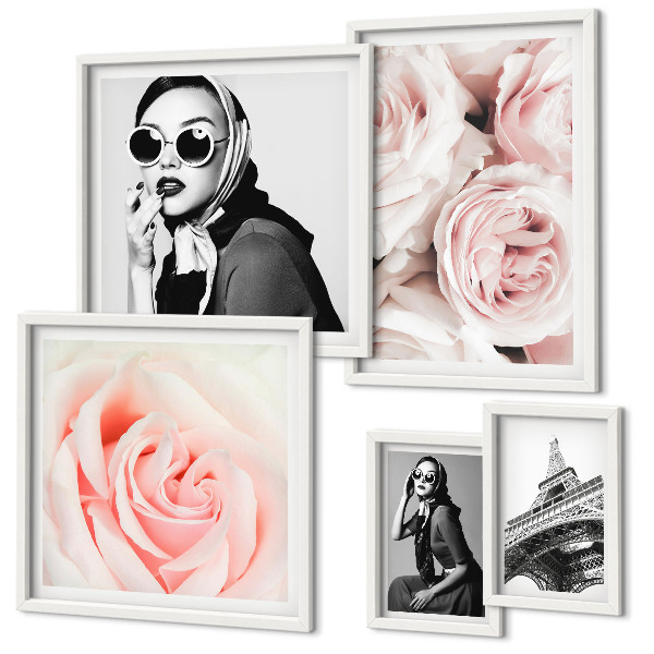 Bildergalerie-set für die wand Stilvolle Porträts von Rosen auf elegante Weise