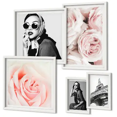Bildergalerie-Set für die Wand mit stilvollen Rosenporträts