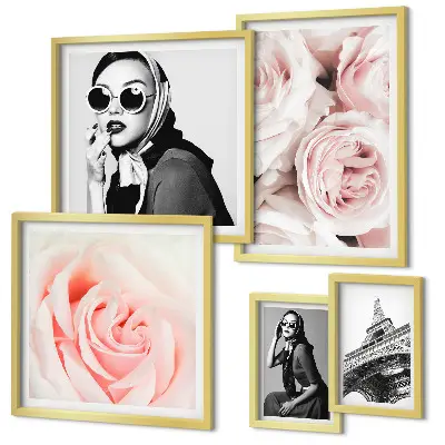 Bildergalerie-Set für die Wand mit stilvollen Rosenporträts