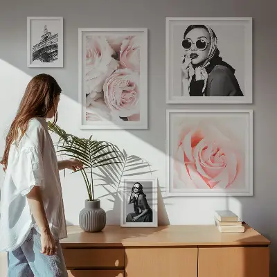Bildergalerie-Set für die Wand mit stilvollen Rosenporträts