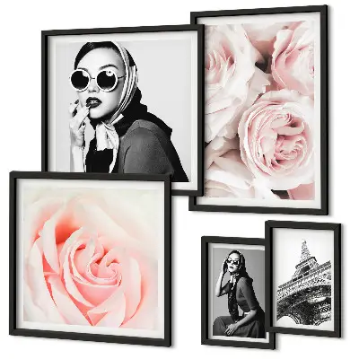 Bildergalerie-Set für die Wand mit stilvollen Rosenporträts